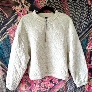Old Navy Sweatshirt 1/2" Zip, Quilted, Oatmeal Heather Cream, Sz Large LN!